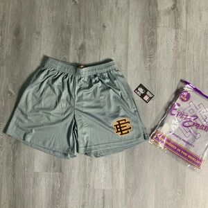 Eric Emanuel Light Sage Green Mesh Shorts with White Drawstring